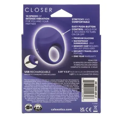 Closer Intimate Rechargeable Ring Embrace - Purple