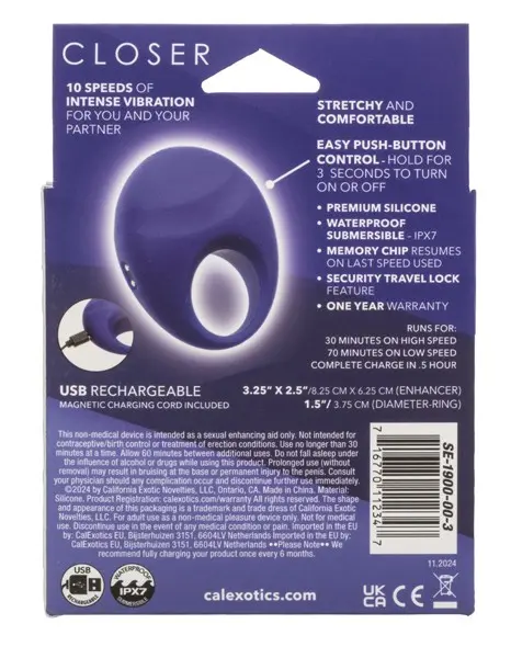 Closer Intimate Rechargeable Ring Embrace - Purple