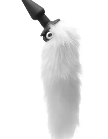 White Fox Tail Vibrating Anal Plug