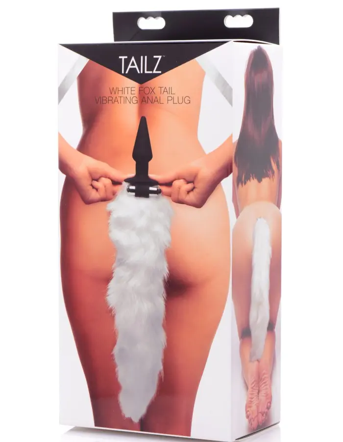 White Fox Tail Vibrating Anal Plug