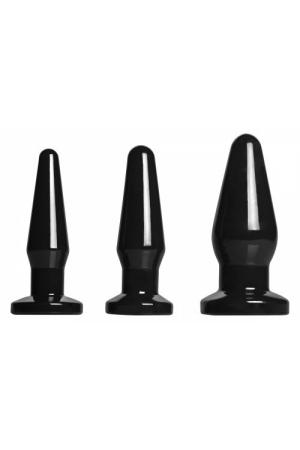 Level Up 3 Pieces Anal Plug Set - Black