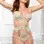 2pc Open Crotch Laced Teddy With Waist Garter and Stockings Seafoam - Os - White