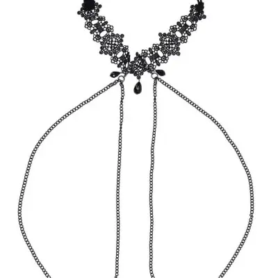 Lace Collar With Nipple Ties