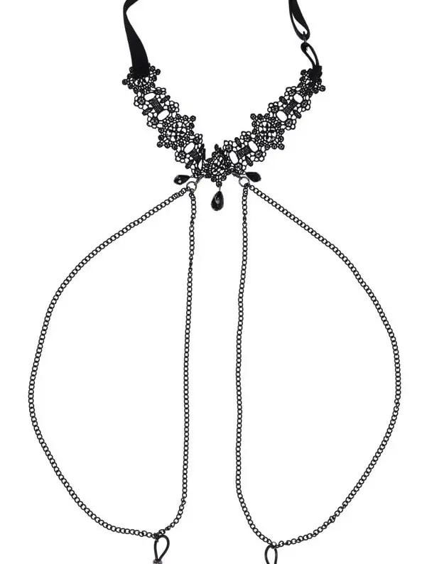 Lace Collar With Nipple Ties