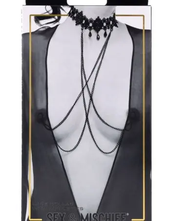Lace Collar With Nipple Ties