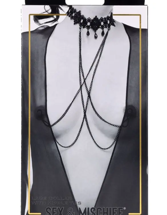 Lace Collar With Nipple Ties