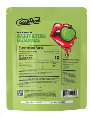 Goodhead - Salivating Gummies 24 Pk Display (3 Pcs Per Pouch) - Green Apple
