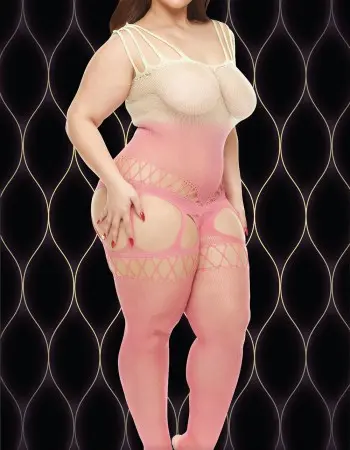 Pink Mirage Suspender Bodystocking - Q
