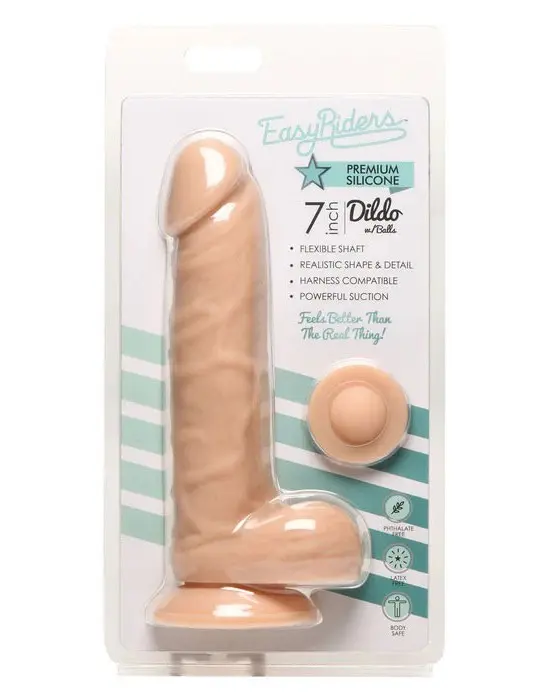 Easy Riders 7" Silicone Dildo With Balls - Light