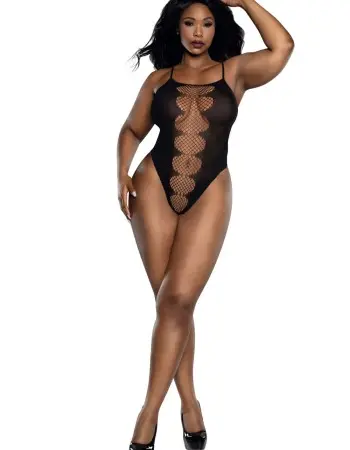 Easy Teddy With Fishnet Peek a Boo - Black - Q