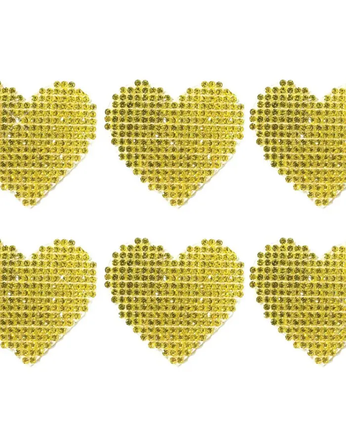 Razzle Dazzle Crystal Jewel Sparkle I Heart U Body Stickers 6 Pk - Gold