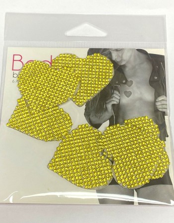 Razzle Dazzle Crystal Jewel Sparkle I Heart U Body Stickers 6 Pk - Gold