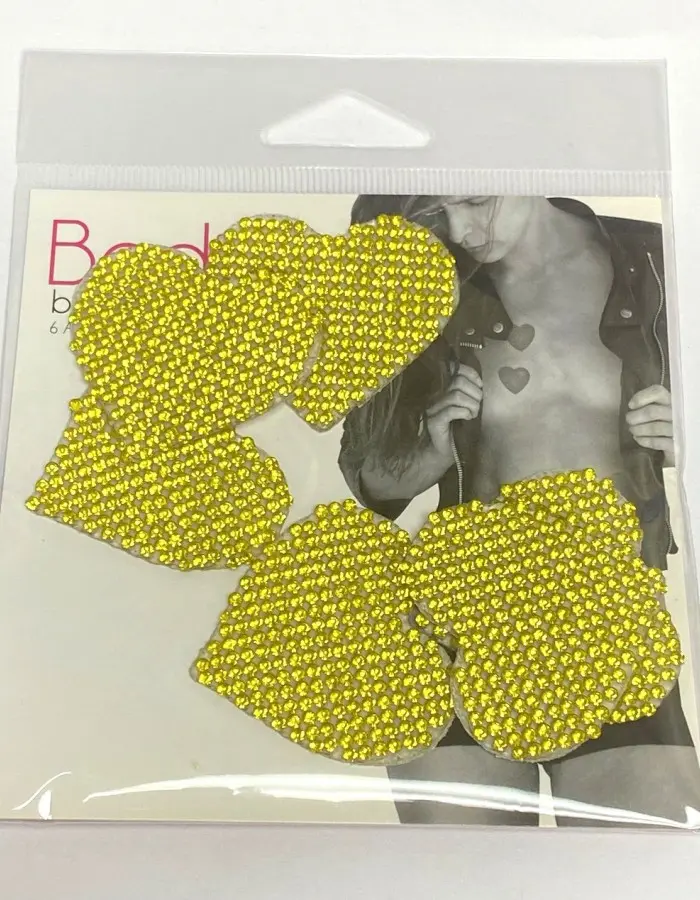 Razzle Dazzle Crystal Jewel Sparkle I Heart U Body Stickers 6 Pk - Gold