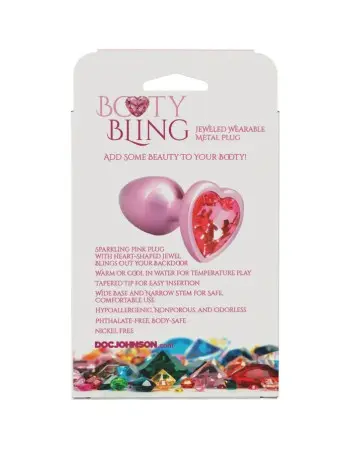 Booty Bling Metal Heart Plug - Small - Pink