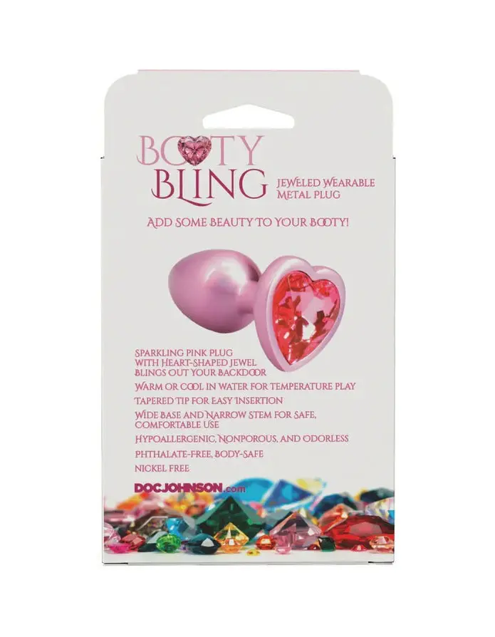 Booty Bling Metal Heart Plug - Small - Pink