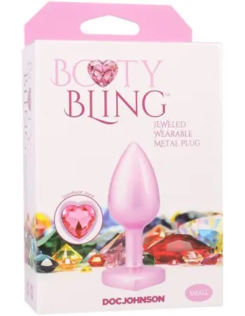 Booty Bling Metal Heart Plug - Small - Pink