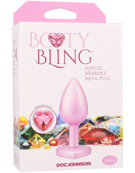 Booty Bling Metal Heart Plug - Small - Pink