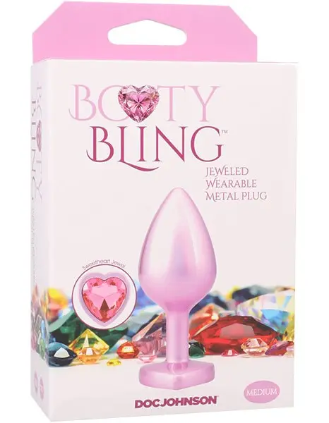Booty Bling Metal Heart Plug - Medium - Pink