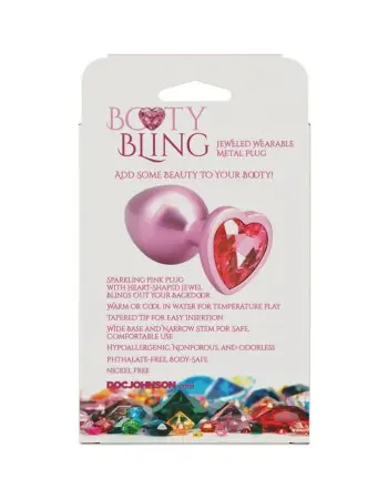 Booty Bling Metal Heart Plug - Medium - Pink
