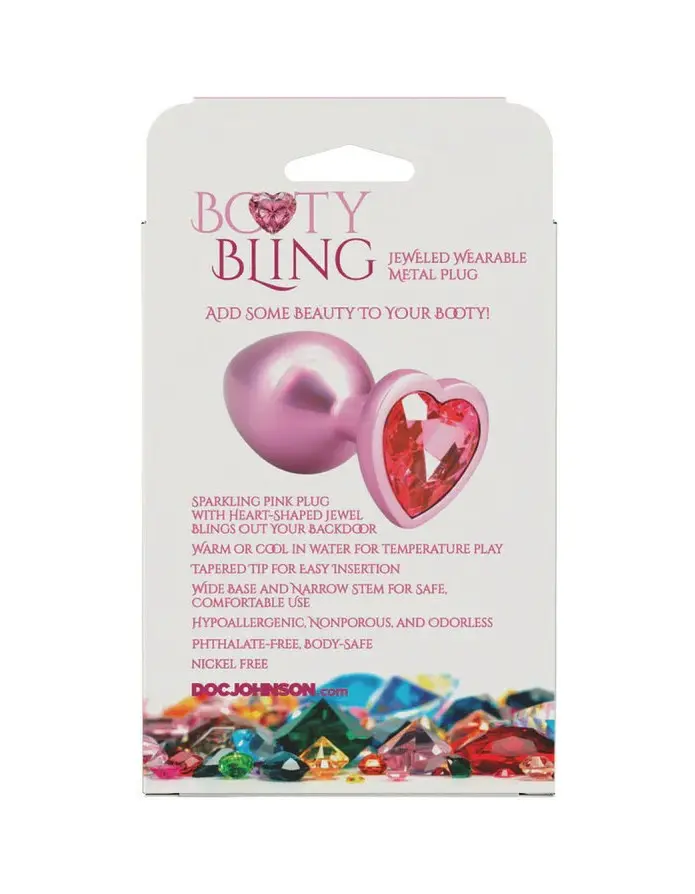 Booty Bling Metal Heart Plug - Medium - Pink