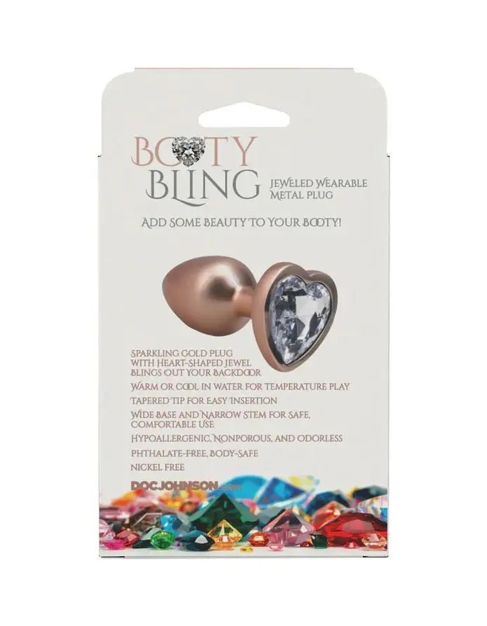 Booty Bling Metal Heart Plug - Small - Gold