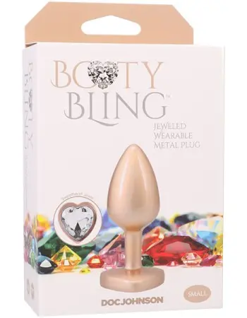 Booty Bling Metal Heart Plug - Small - Gold