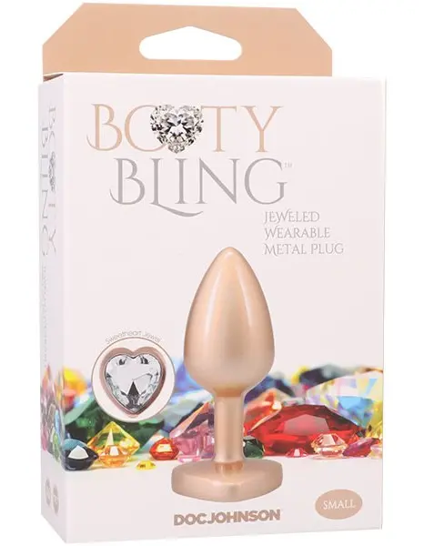 Booty Bling Metal Heart Plug - Small - Gold