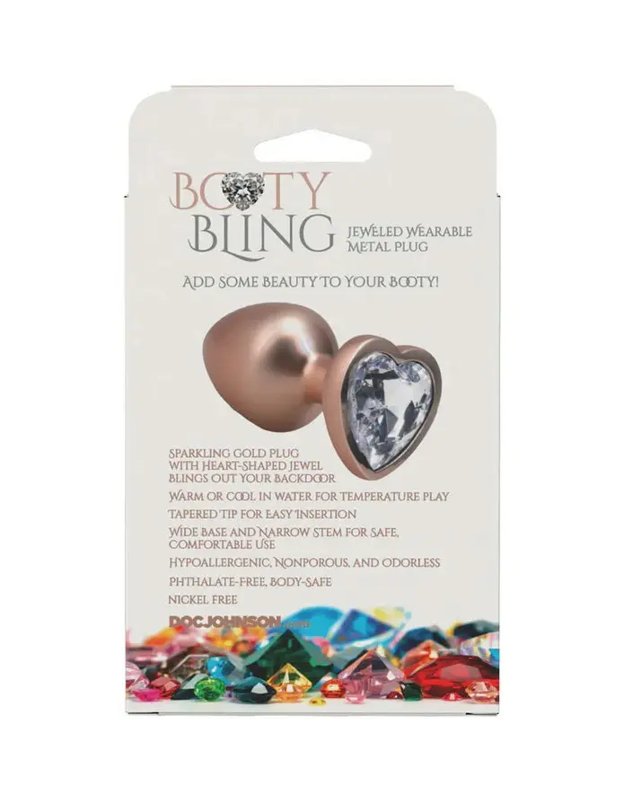 Booty Bling Metal Heart Plug - Medium - Gold