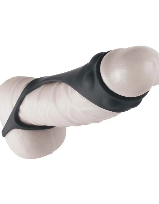 Enhancer Textured Cock Strap and Ball Stretcher - Black
