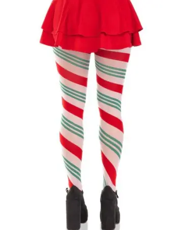 Lane Holiday Ribbon Striped Tights - Green/red - Os