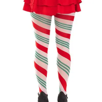 Lane Holiday Ribbon Striped Tights - Green/red - Os