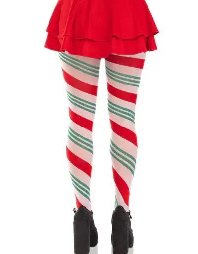 Lane Holiday Ribbon Striped Tights - Green/red - Os