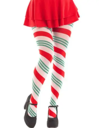 Lane Holiday Ribbon Striped Tights - Green/red - Os