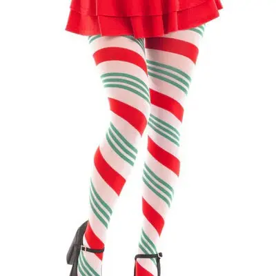 Lane Holiday Ribbon Striped Tights - Green/red - Os