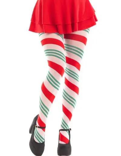 Lane Holiday Ribbon Striped Tights - Green/red - Os