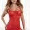 2pc Sexy Feminine Laced Babydoll and Thong - Poppi Red - Os