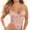 1pc Ultra-Sexy Open Back Lace Teddy - Silver Pink - Os