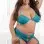 3pc Strappy Hiphugger Garter Panty, Wired Bra and Garters - Peacock Teal - Qs