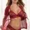 3pc Robe Set With Bra and Open Crotch Panty - Sun Dried Tomato - Os