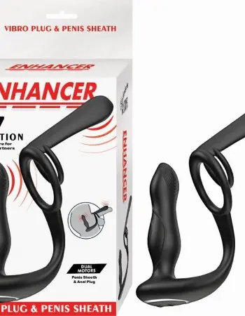 Enhancer Vibro Plug and Penis Sheath - Black