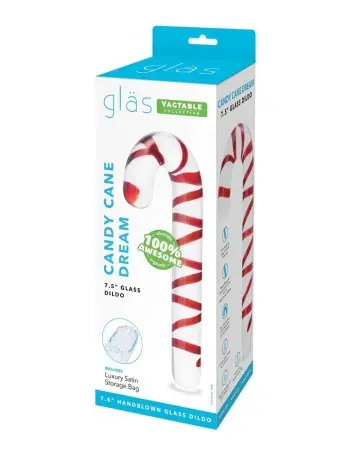 Candy Cane Dream 7.5" Glass Dildo