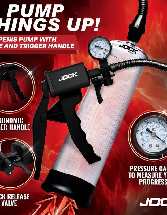 Pump Up Penis Pump With Gauge and Trigger Handle - Clear