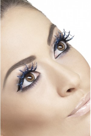 Blue Glitter Spiderweb Eyelashes