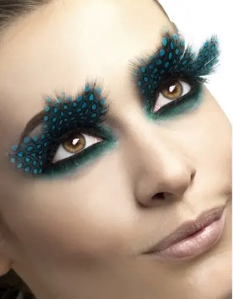 Large Aqua Dots Feather Eyelashes