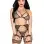 4pc All Tied Up Shimmer Bra and Panty Set - Os - Black/silver
