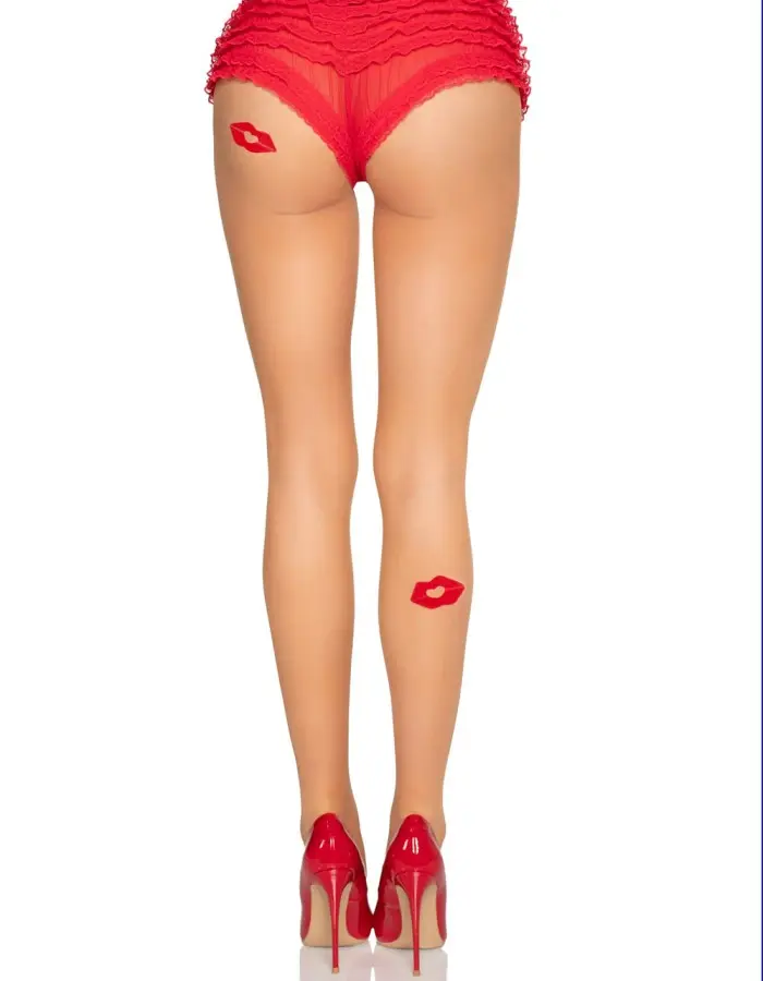 Bisou Sheer Kiss Tights - Os - Nude/red