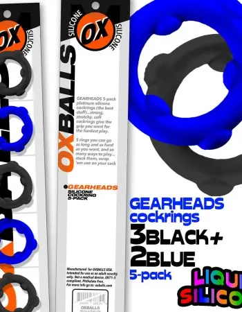 Gearheads 5 Pack Spinner Rings - Blue Black