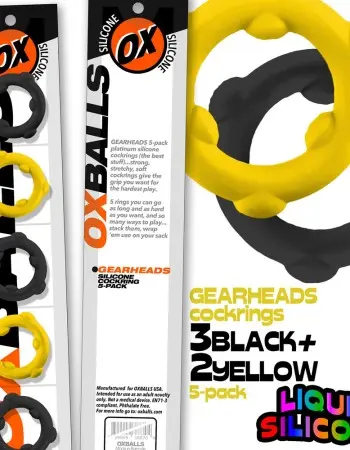 Gearheads 5 Pack Spinner Rings - Yellow Black