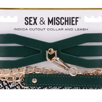 Indica Cutout Collar and Leash - Green