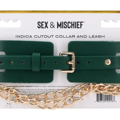 Indica Cutout Collar and Leash - Green
